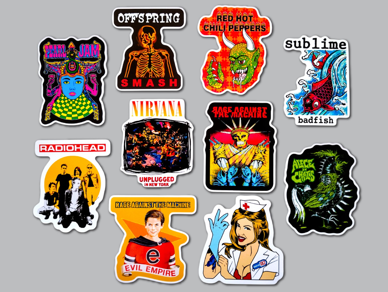 90’s Alternative Vinyl Lot Pack (10 Stickers) SET 17 nirvana offspring sublime