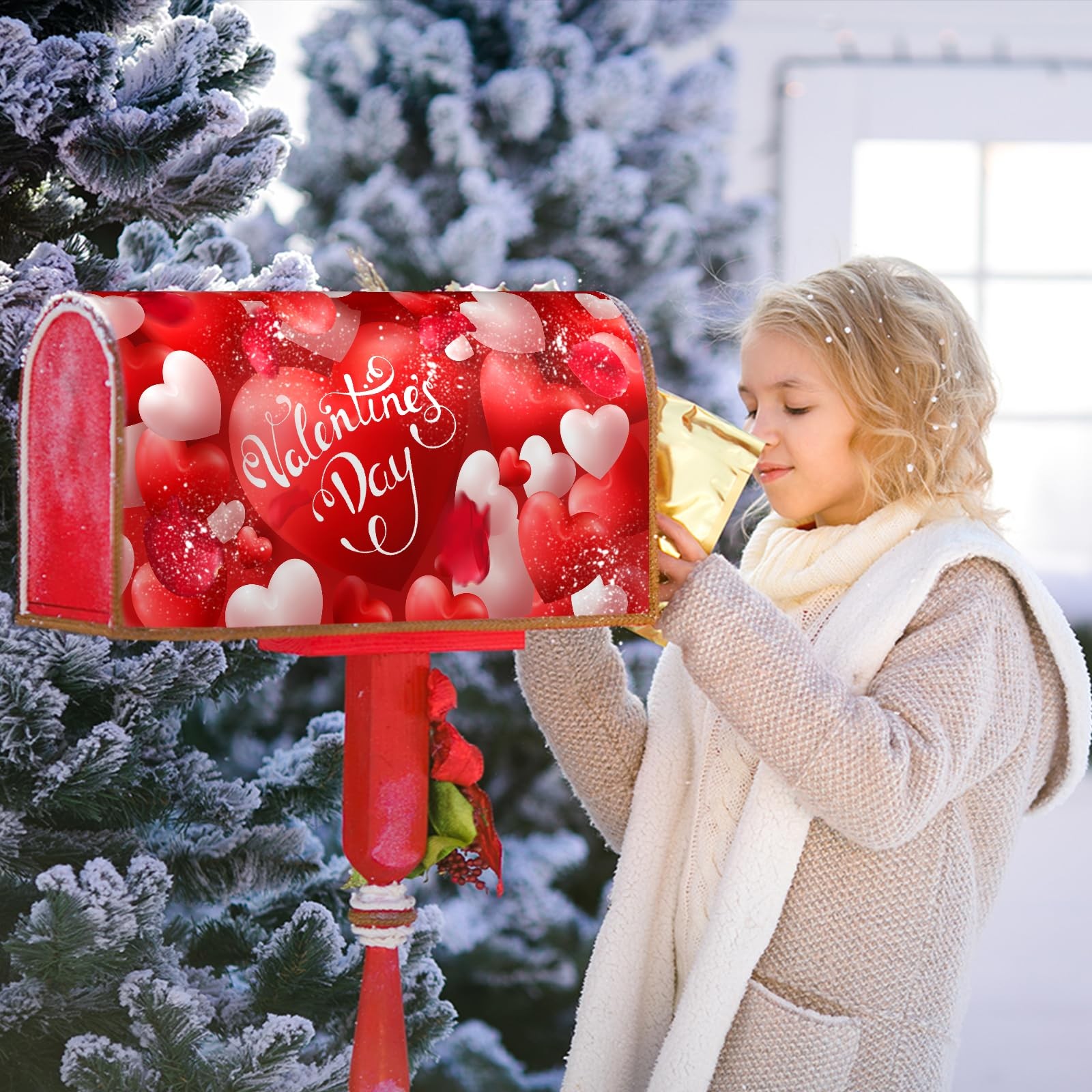 Anyako Valentine’s Day Mailbox Covers Magnetic Standard 21×18 inch, Red Heart