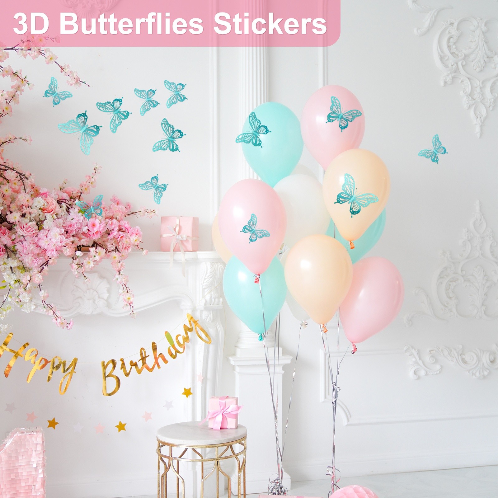 “For 24 Packs 3D Butterfly Wall Decor Stickers [Green, 3 Sizes]” (68 Characters)
