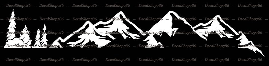 Mountain Range w/Forest Silhouette – Car/SUV Vinyl Die-Cut Peel N’ Stick Decals