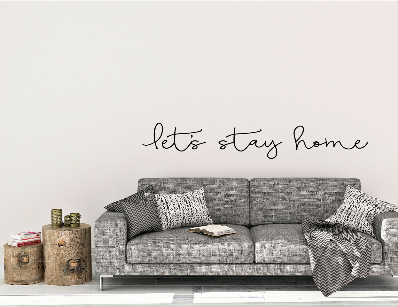 LETS STAY HOME – vinyl wall decal sticker bathroom decor tub farm house design