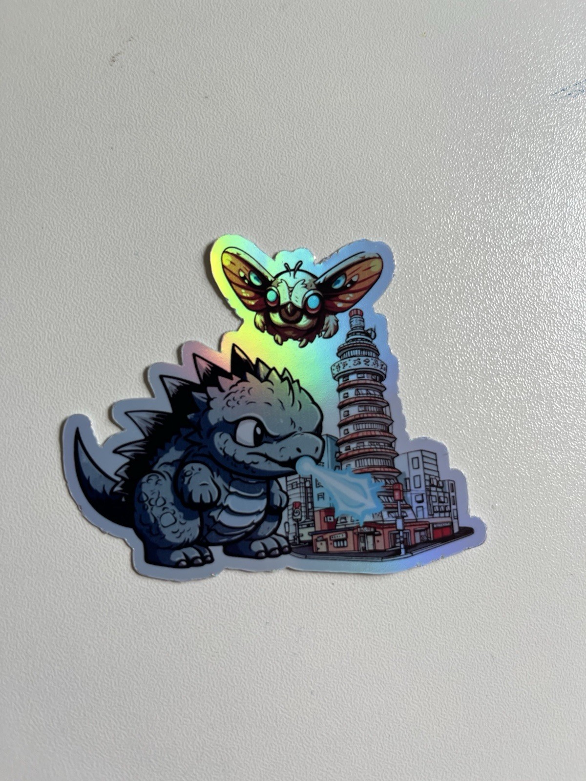 Godzilla And Mothra 3 Inch Waterproof Holographic Sticker