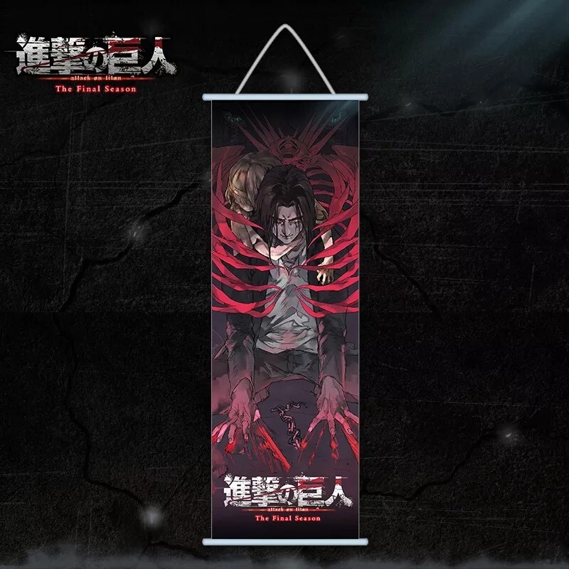 Attack On Titan Canvas Print With Rolling Frame 70×25Cm Eren Mikasa