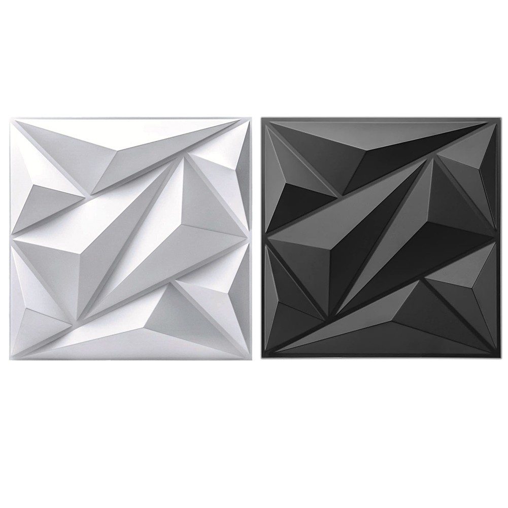 50/100Pcs 3D Wall Panel Diamond Black/White Wall Covering Panels 3D Wall Paper