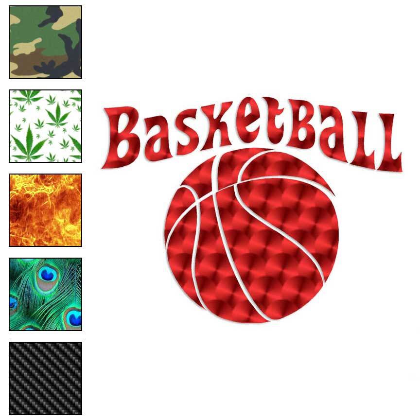 Basketball Text Ball, Vinyl Decal Sticker, 40 Patterns & 3 Sizes, #3358