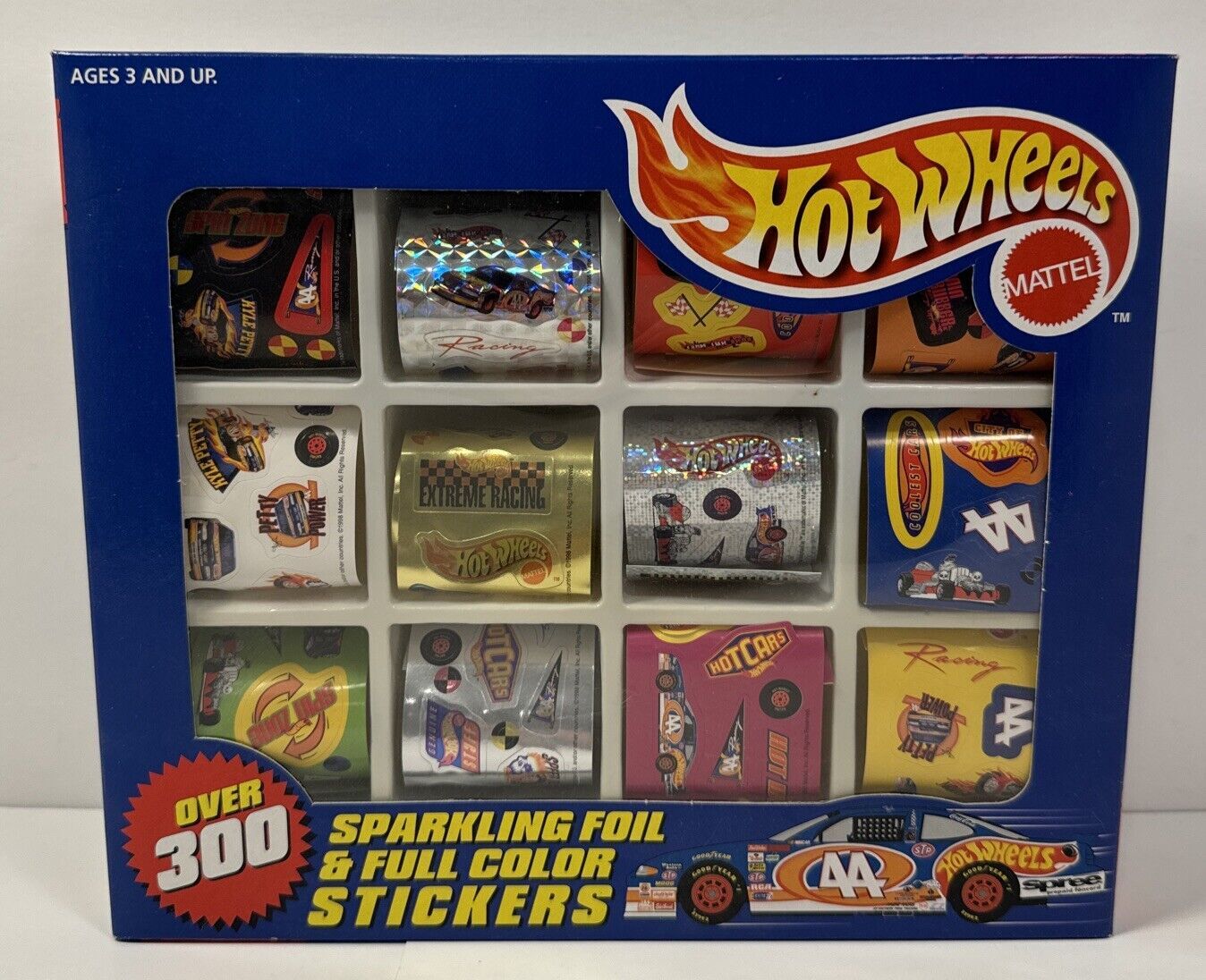 Vintage (1998) Hot Wheels 300 Sparkling Foil & Full Color Stickers Set