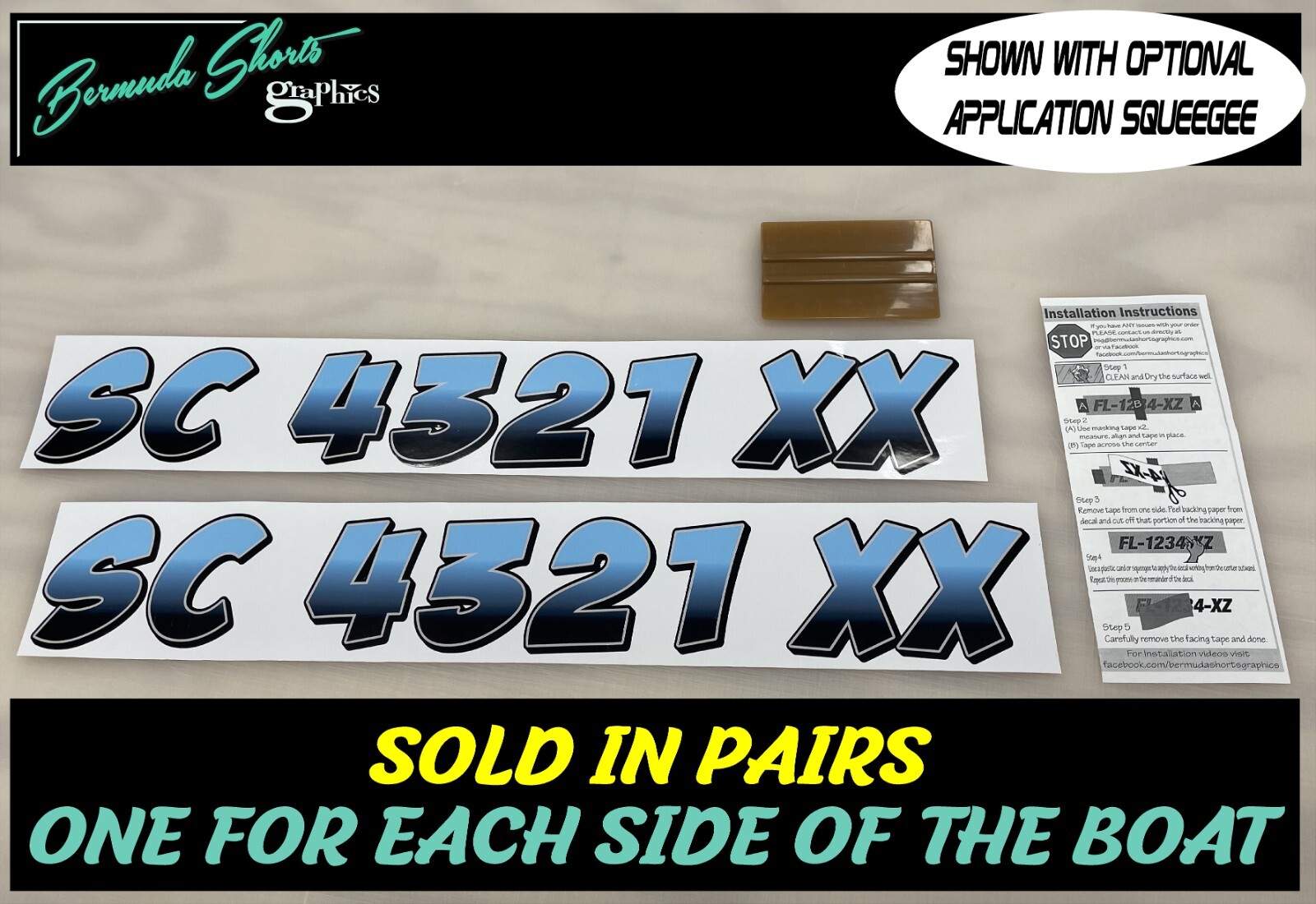 Boat Registration Numbers & Letters 2 Pack Custom 3″ Boat & Jetski PWC Stickers