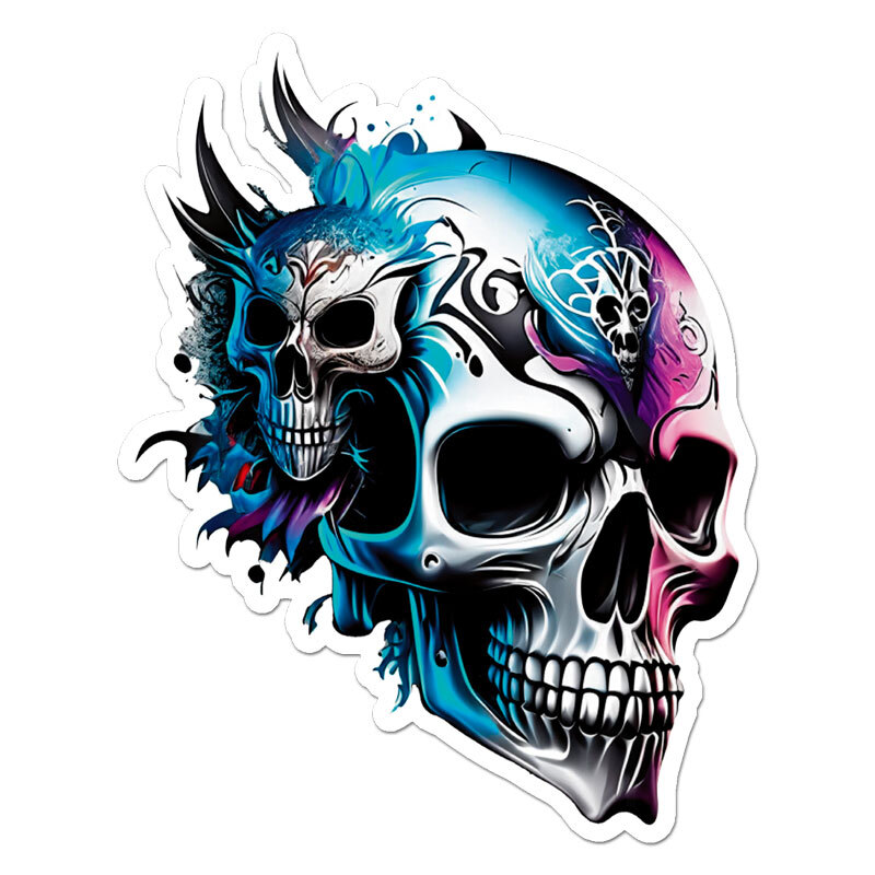 Tribal Skulls, Vinyl Decal Sticker, Indoor Outdoor, 3 Sizes, #11211