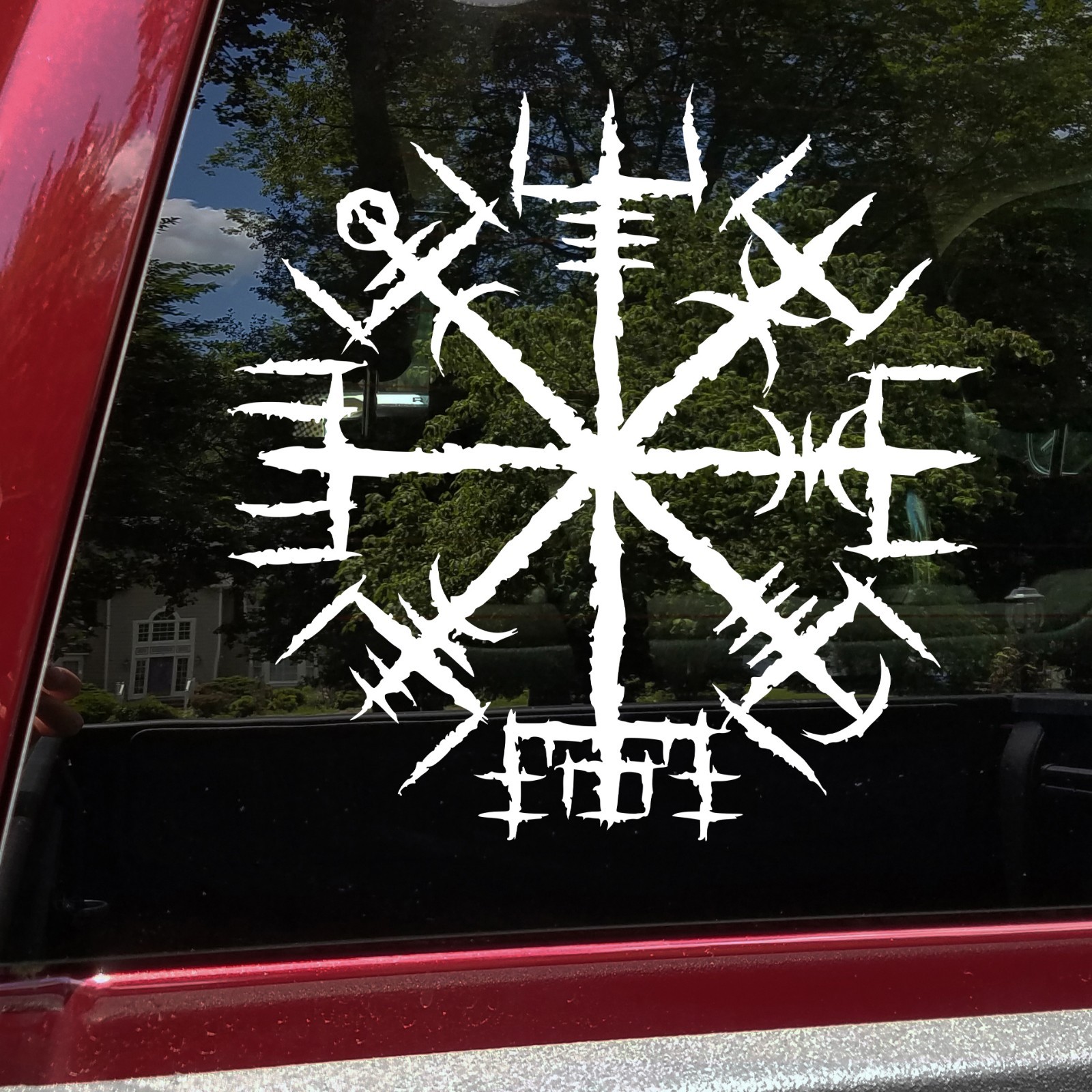 Distressed Vegvisir Viking Compass Vinyl Decal Norse Nordic Protection Rune V21
