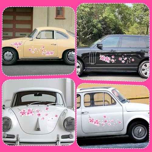 2 Sheets Cherry Blossom Car Decal, Cherry Blossom Vinyl Car Sticker Scratches