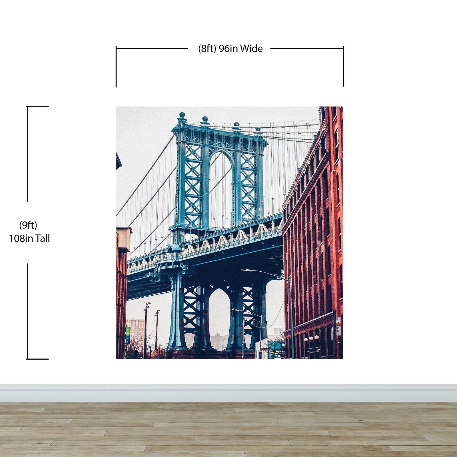 New York City Wall Mural Peel and Stick Wallpaper. Vintage Dumbo NYC. Brooklyn N