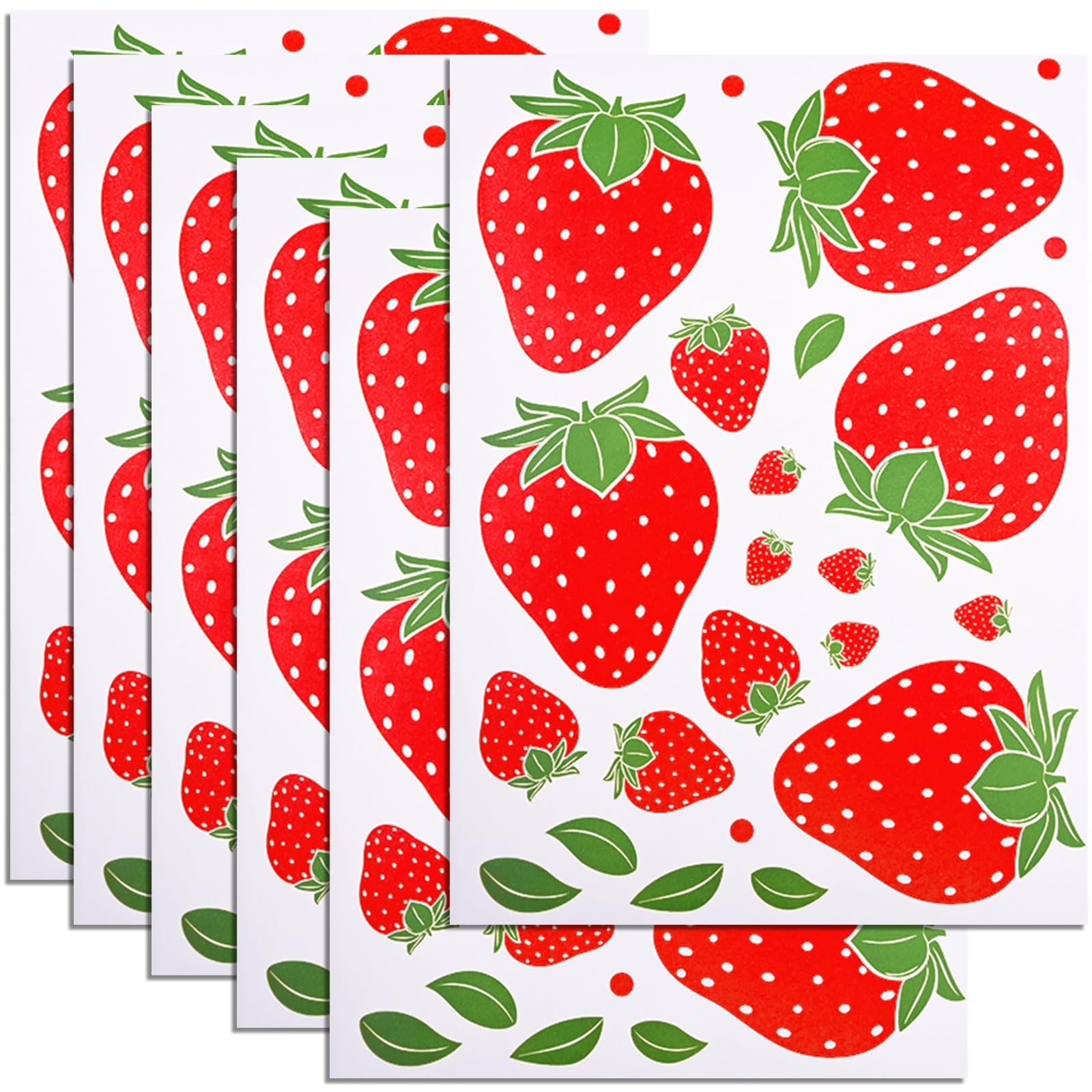 138Pcs 6 Sheets Strawberry Stickers Removable Strawberry Wall Decals for Room…
