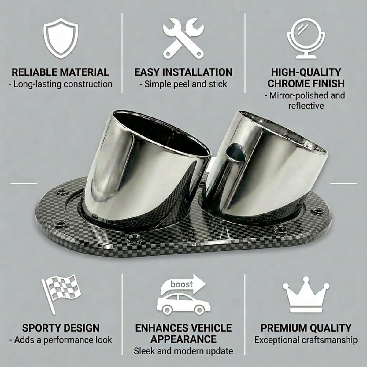 2PCS Fake Car Dual Exhaust Sticker Decoration, -Adhesive Fake Exhaust Tail Pi…