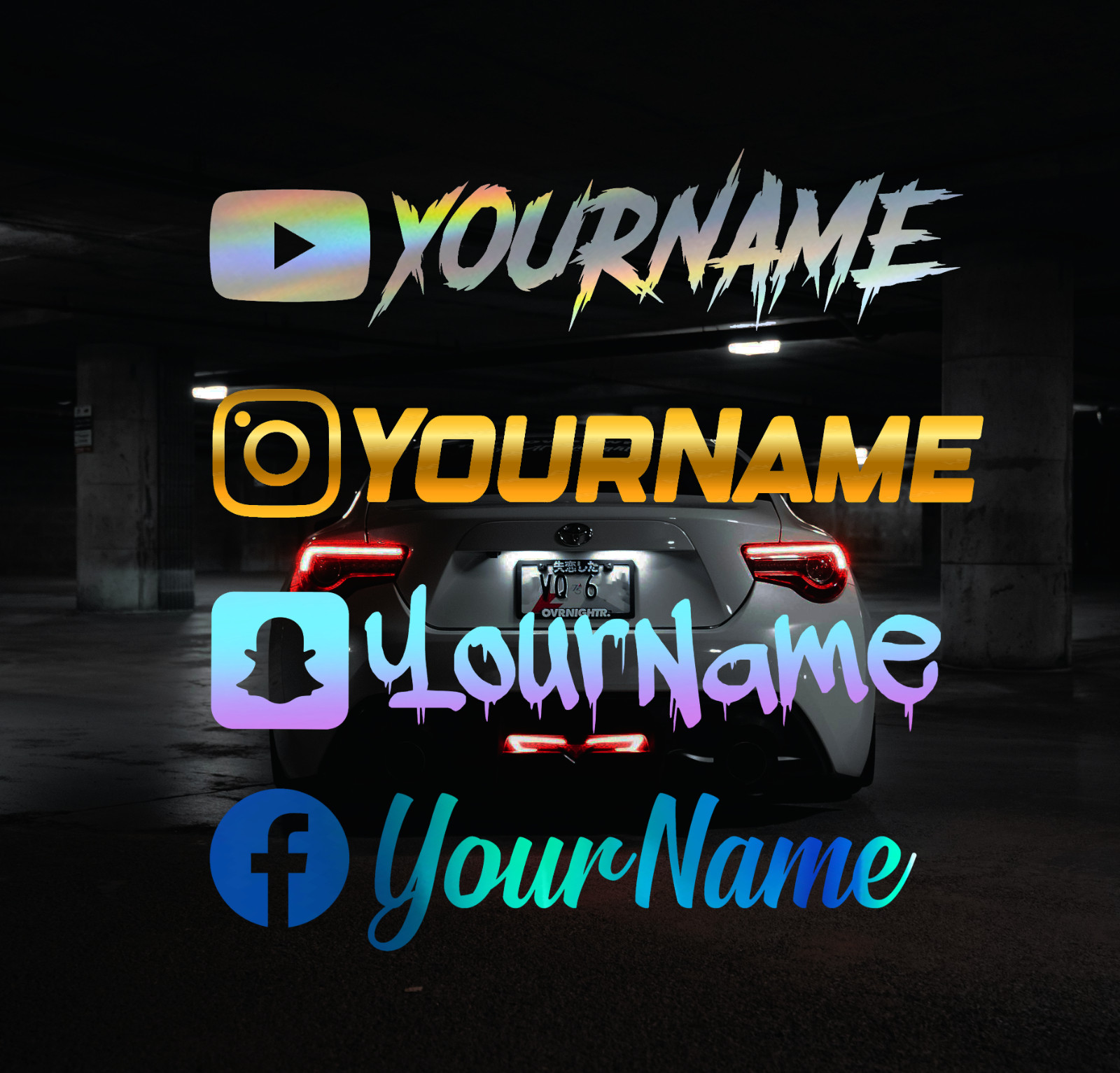 Social Media Vinyl Decal Sticker – 8-inch Username Handle Decal