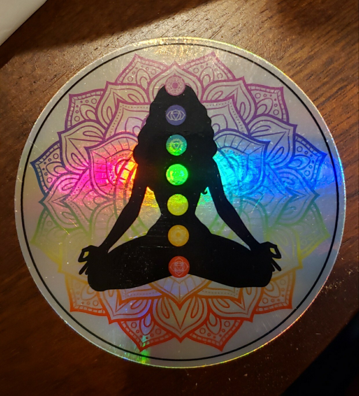 CHAKRA MANDALA WOMAN Holographic Sticker Vinyl 3 inch
