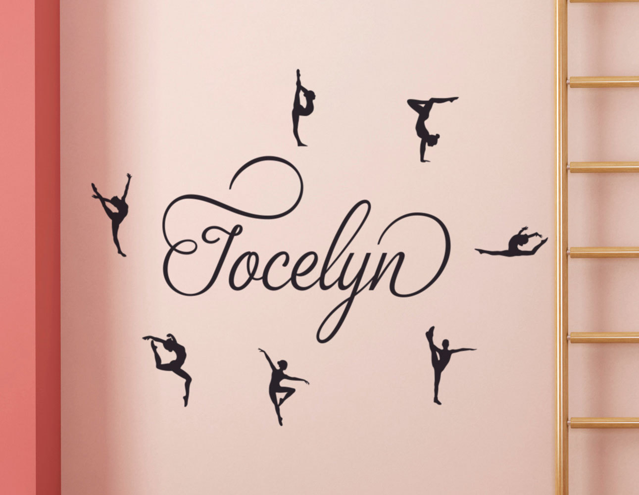 Custom Name 7 Gymnastics Girls Wall Sticker Personalized Decal Gymnast