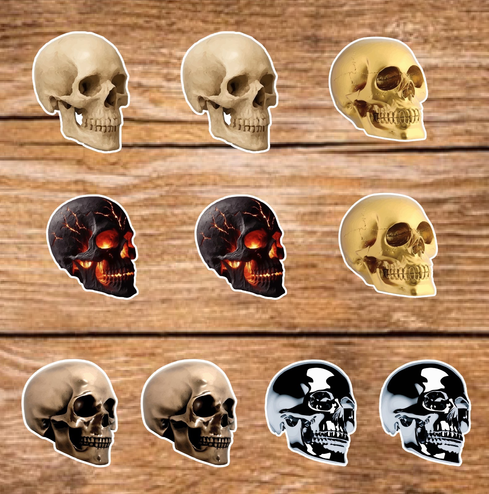 Skull – 2 Pages (20 Sticker Set) 2in, Waterproof, Glossy Finish Vinyl.