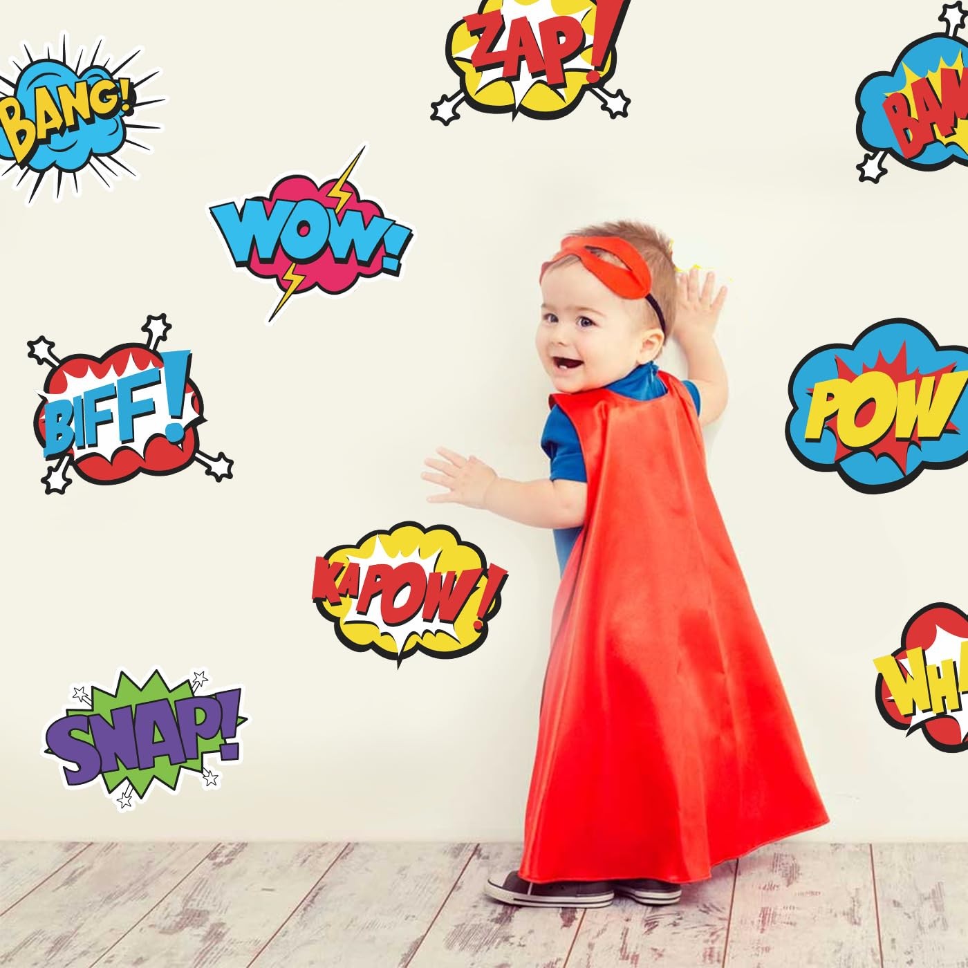 Superhero Comic Words Wall Decals – 12 Pack Action Sound Effects Stickers Pee…