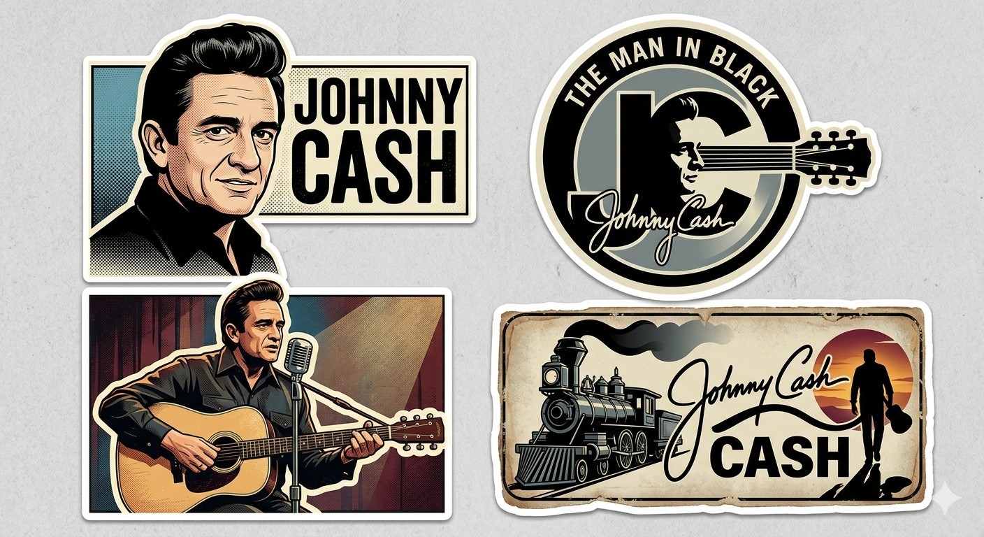4 Pcs Johnny Cash Decal Sticker Phone Laptop