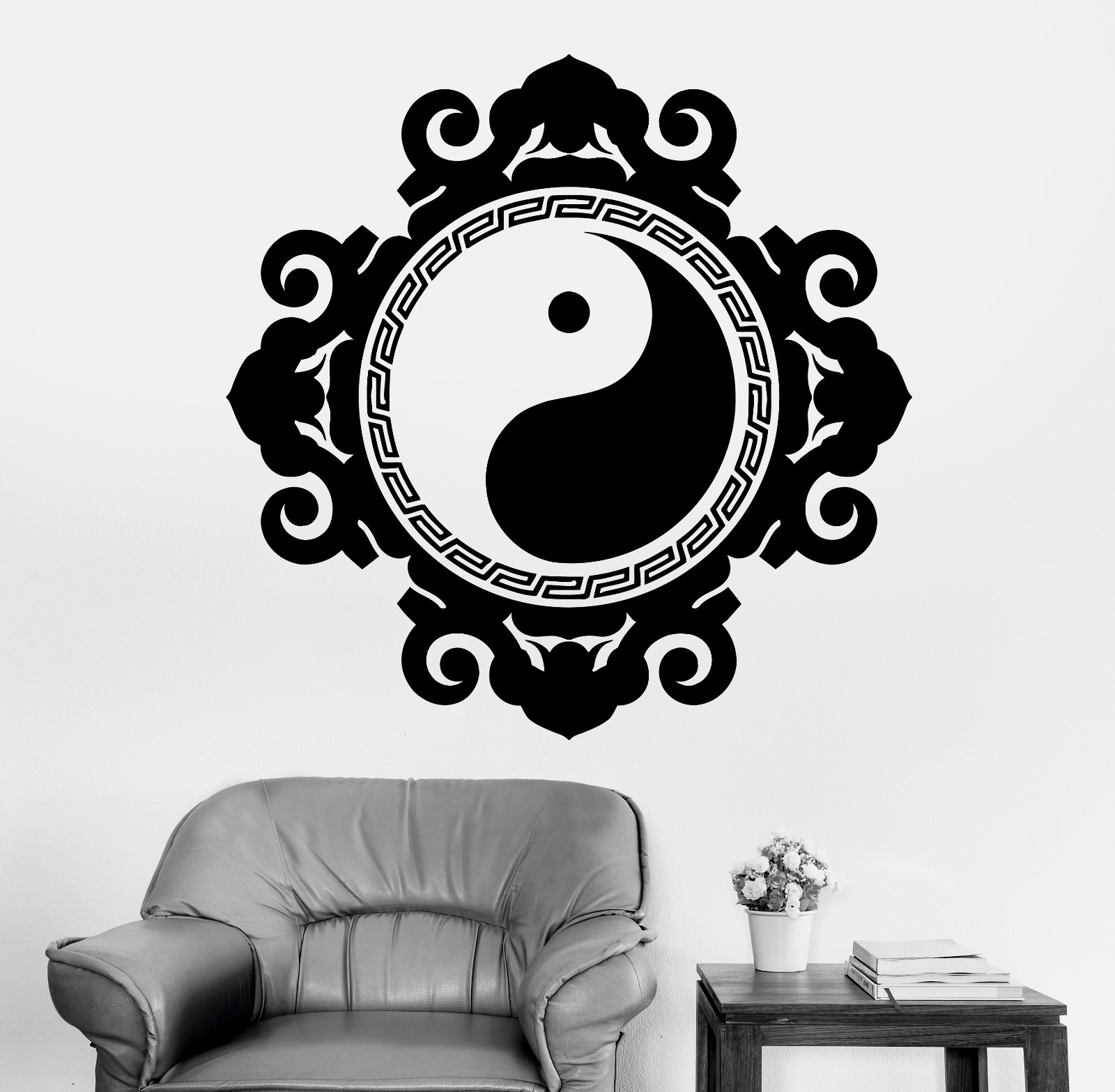 Wall Sticker Buddha Yin Yang Symbol Mandala Meditation Vinyl Decal (z2895)