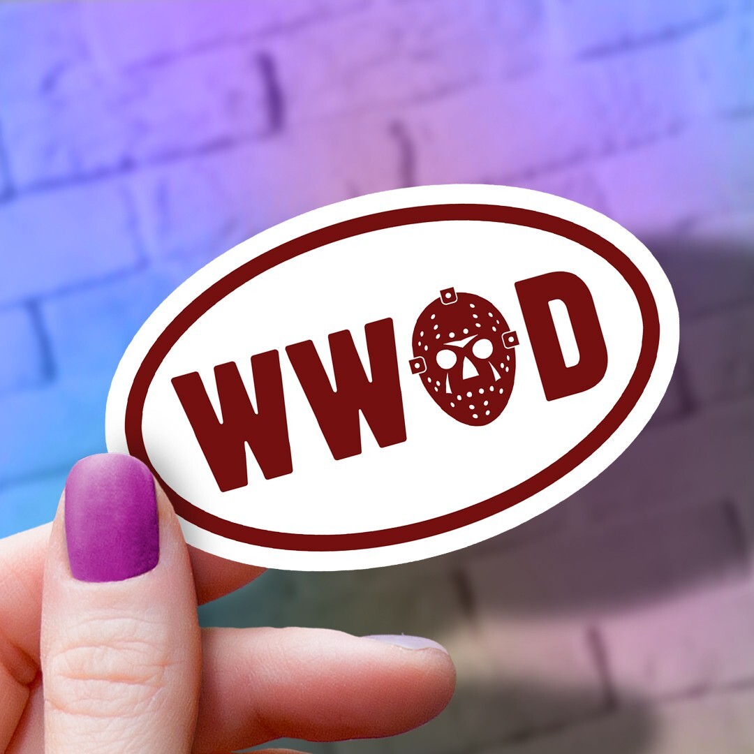 Funny Vinyl Horror Sticker: “What Would Jason Do” Laptop, Water Bottle Decal