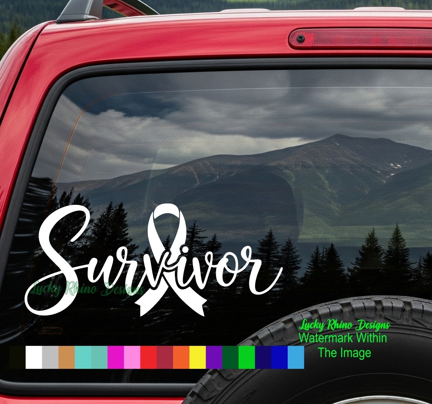 Cancer Ribbon Survivor Decal Sticker Car Window Awareness Breast Chemo Treatment