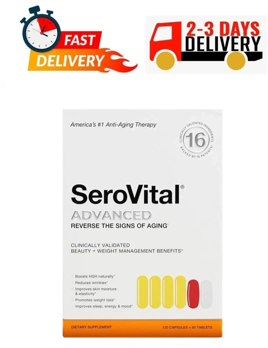SeroVital Advanced Dietary Supplement 120 Capsules + 60 Tablets Free Shipping