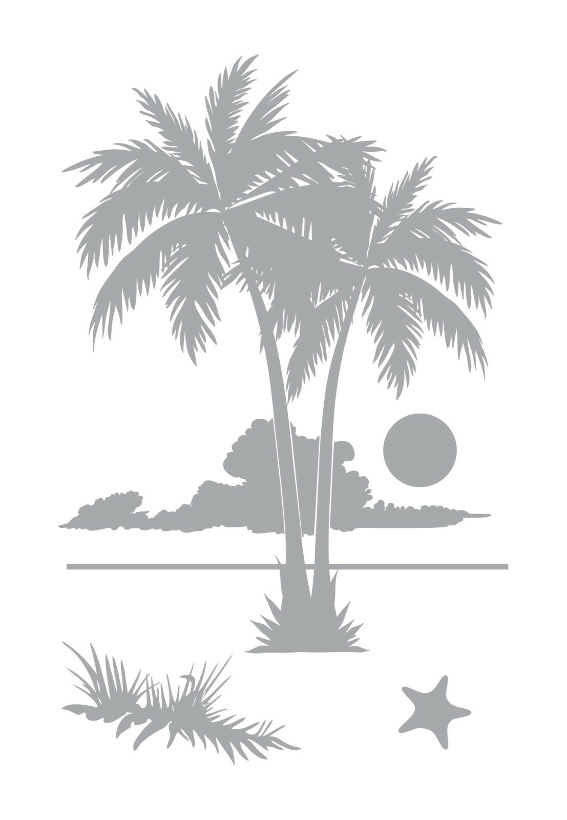 2 Palms Sunset Etched Glass Look Decal Shower Doors Windows 18″ wide x 27″ tall