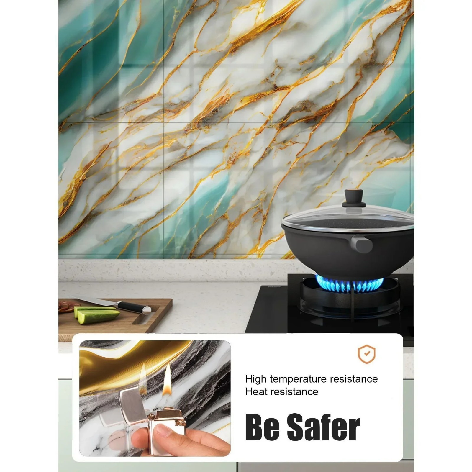 3D Marble Tile Wall Sticker Waterproof Self Adhesive Renovation Decor Film