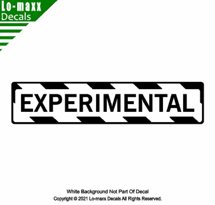 EXPERIMENTAL Aircraft With Hazard Stripes Aircraft Markings Die Cut Vinyl Decal
