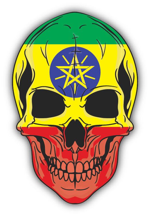 Skull Flag Ethiopia Car Bumper Sticker Decal “SIZES”