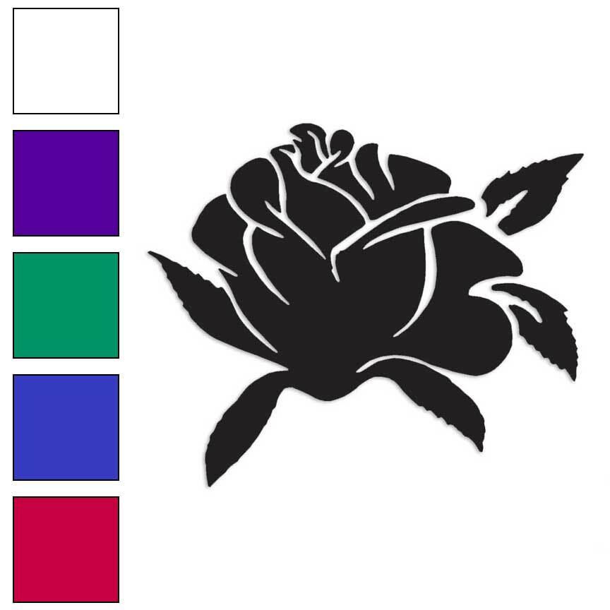 Rose Bloom Bud Flower, Vinyl Decal Sticker, Multiple Colors & Sizes #3324