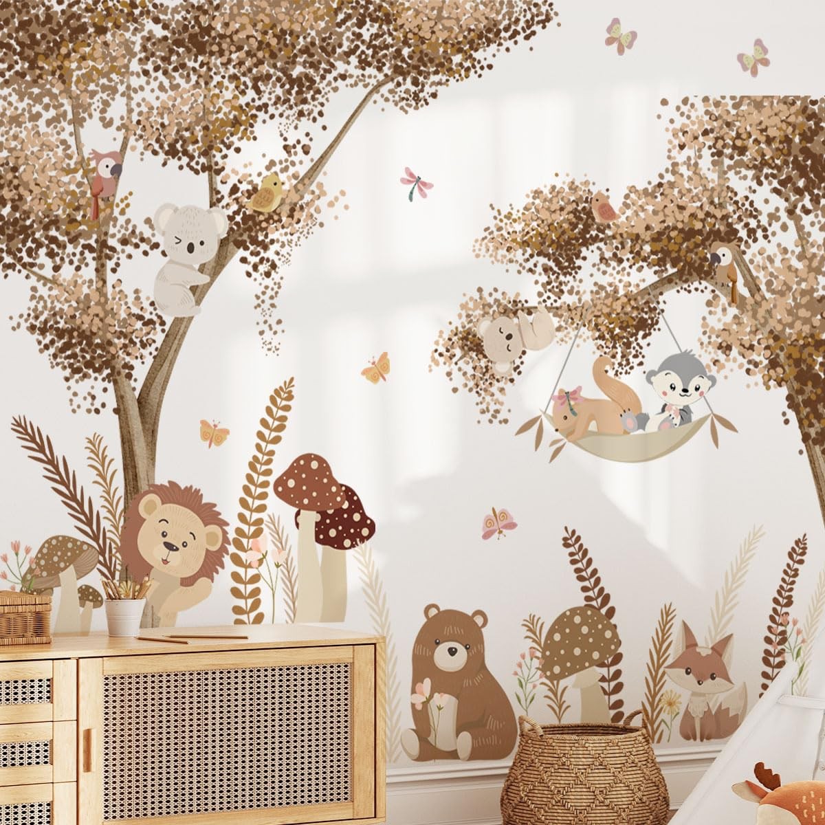 Large Tree Wall Decals Bohemian Style Brown Cartoon Trees Wall Stickers Peel …