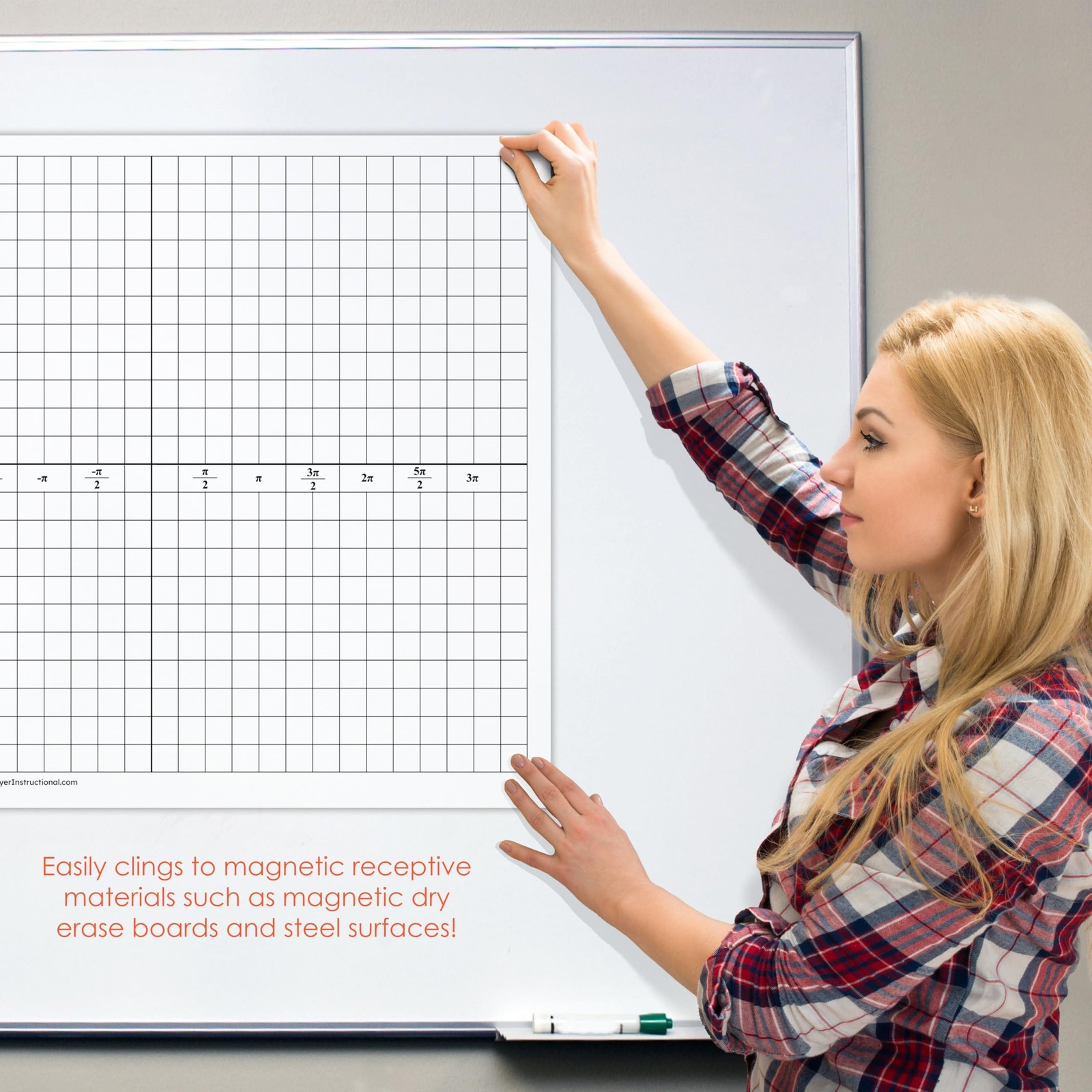 Geyer Instructional Products – Dry Erase Radian Graph Magnet Whiteboard, Labe…