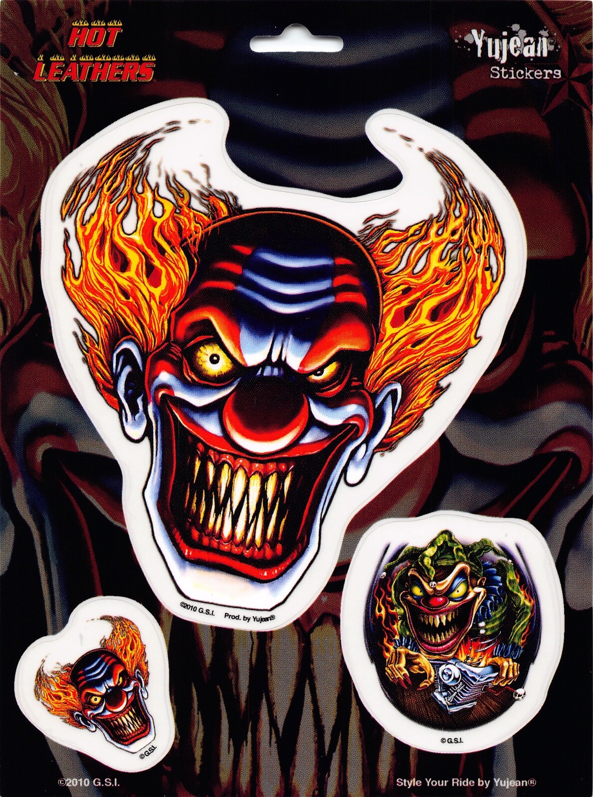 Scary Clowns Hot Leathers Die-Cut Decal Sticker Set New Biker Insane Circus