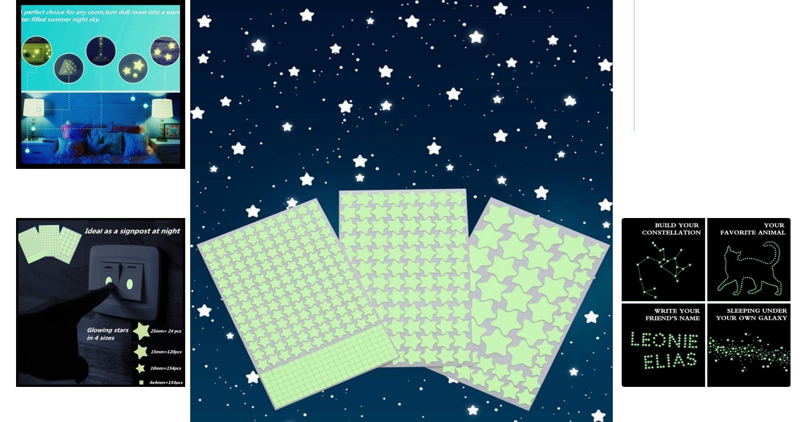 Multi-Sized Glow Stars Ceiling Stickers – Perfect for Kids’ Nighttime Dreaming