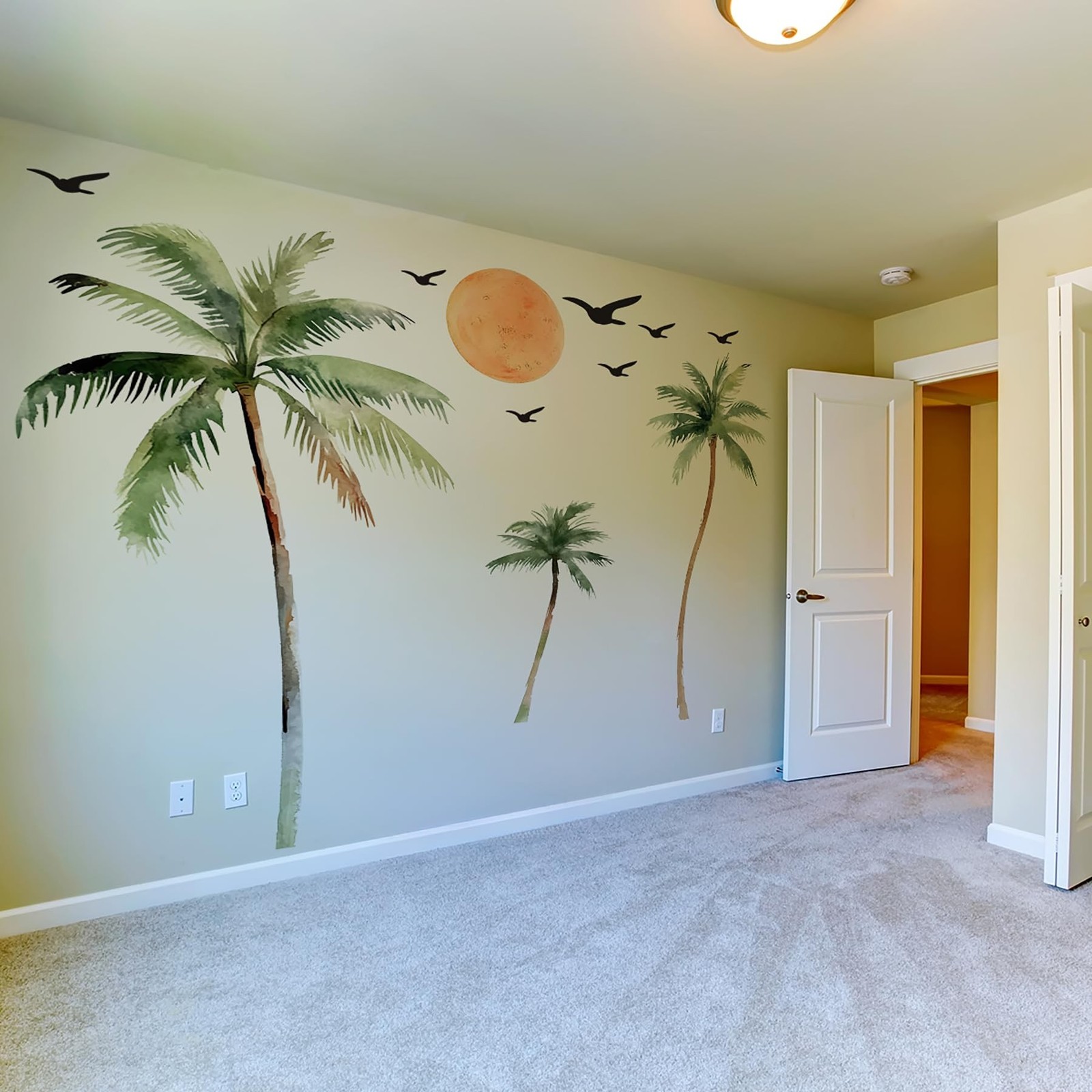 Large Boho Tropical Watercolor Palm Tree Wall Decal | Self-Adhesive Removable…