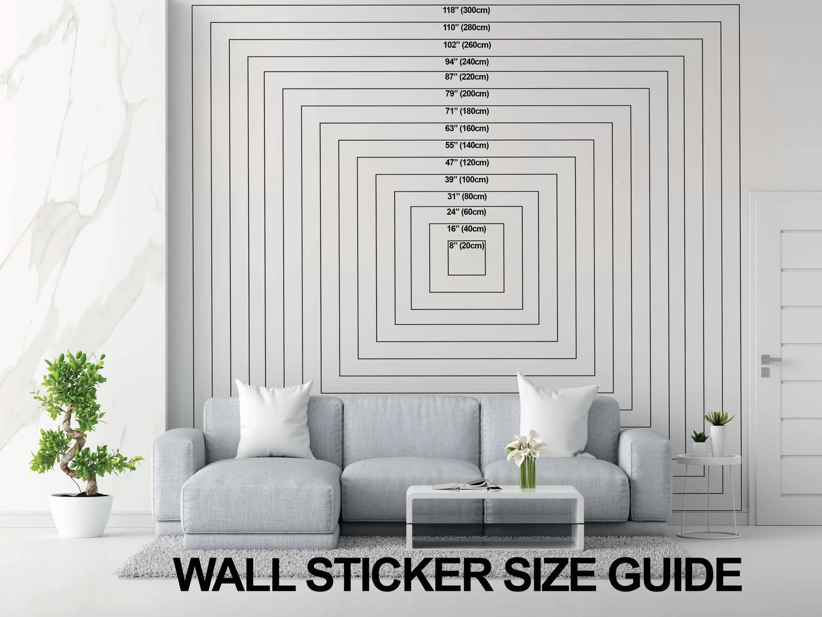 Gold Flower Wall Decal | Botanical Line Art Wall Sticker