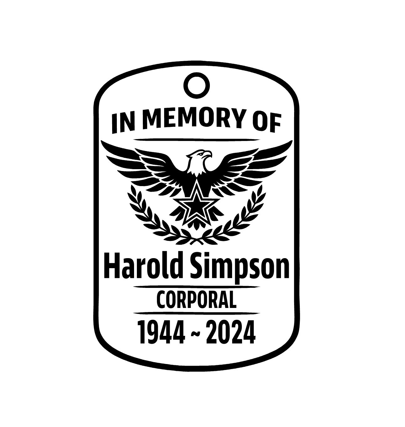 In Memory Of Military Dog Tag Decal • Eagle • Veteran Memorial Vinyl Sticker