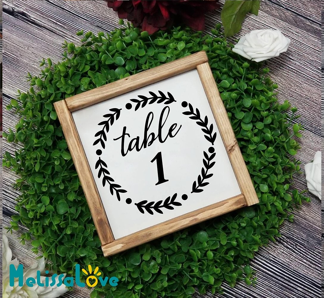 Wedding Table Number 1-24 Decal Sticker no Framed Laurel Wreath Decal Recepti…