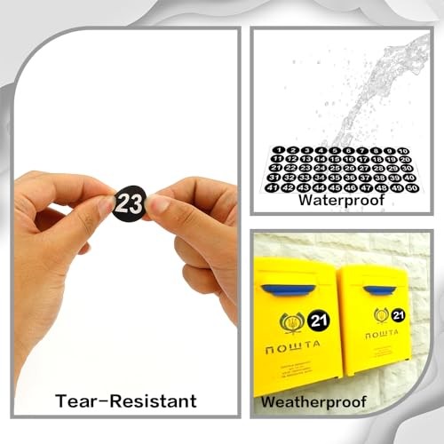 Number Stickers, Consecutive Number Stickers 1-50, 10 Sheets Round Black
