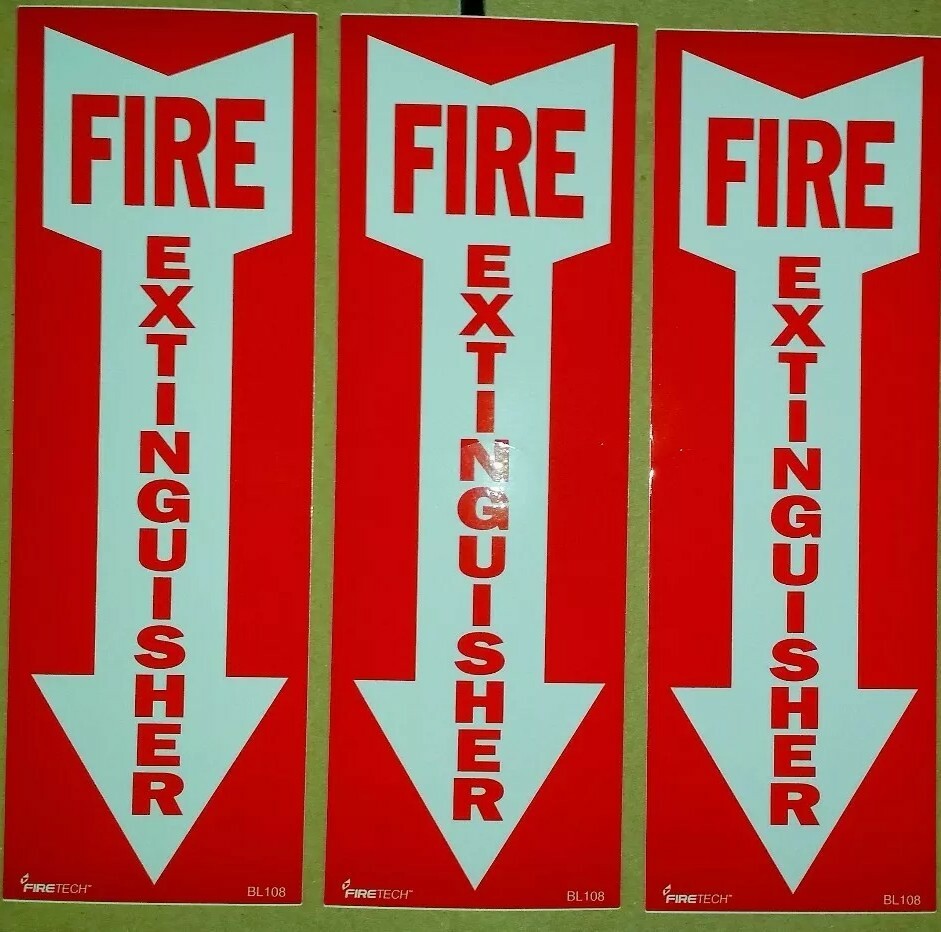 🤡🔥🧯4×12 vinyl fire extinguisher sign self adhesive (3pk) 🔥🧯