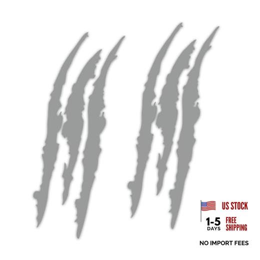 2PCS Claw Mark Decals for Cars, Car Hood Decal, Monster Claw Scratch Light Gray
