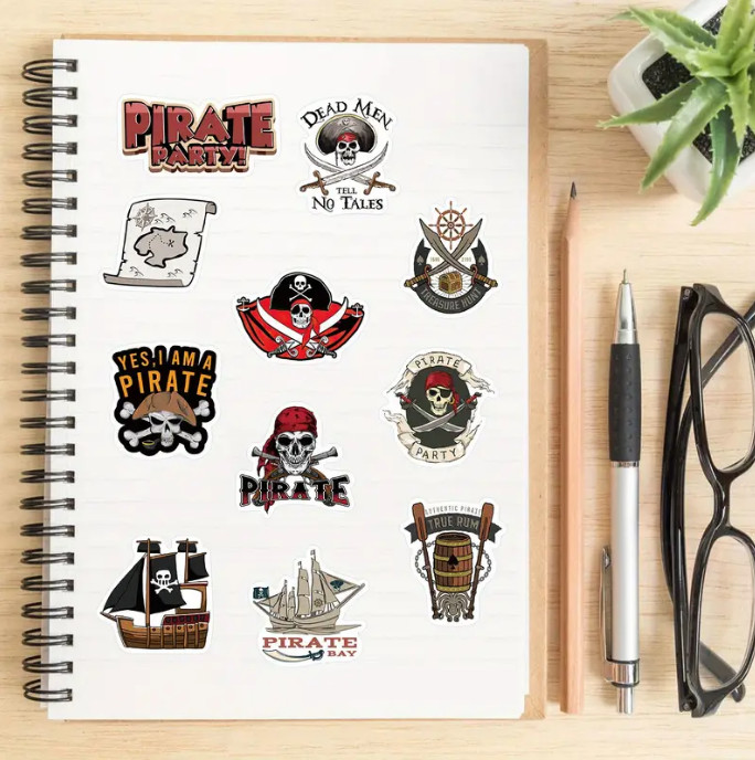 Pirate Themed Vinyl Stickers – Select A Sticker – BUY2GET8FREE!