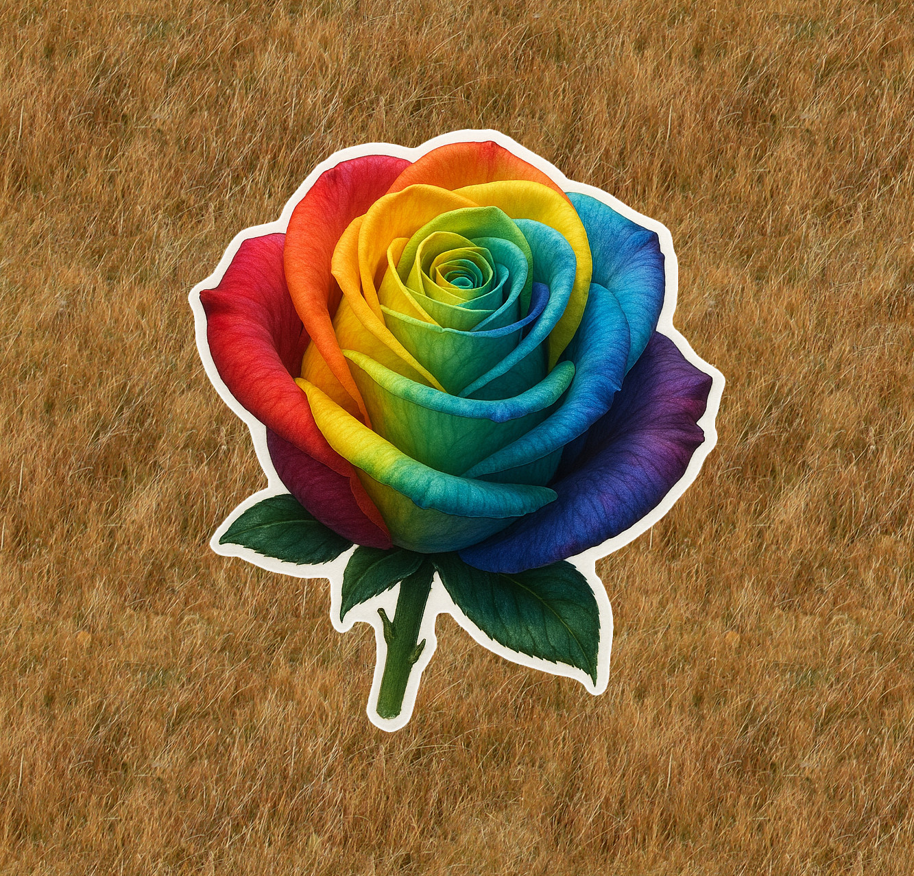 Beautiful rainbow rose 100% waterproof vinyl sticker decal – many sizes