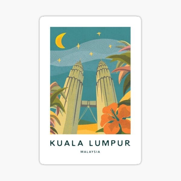 Travel the World Kuala Lumpur Malaysia Asia Vinyl Decal Sticker Laptop Phone