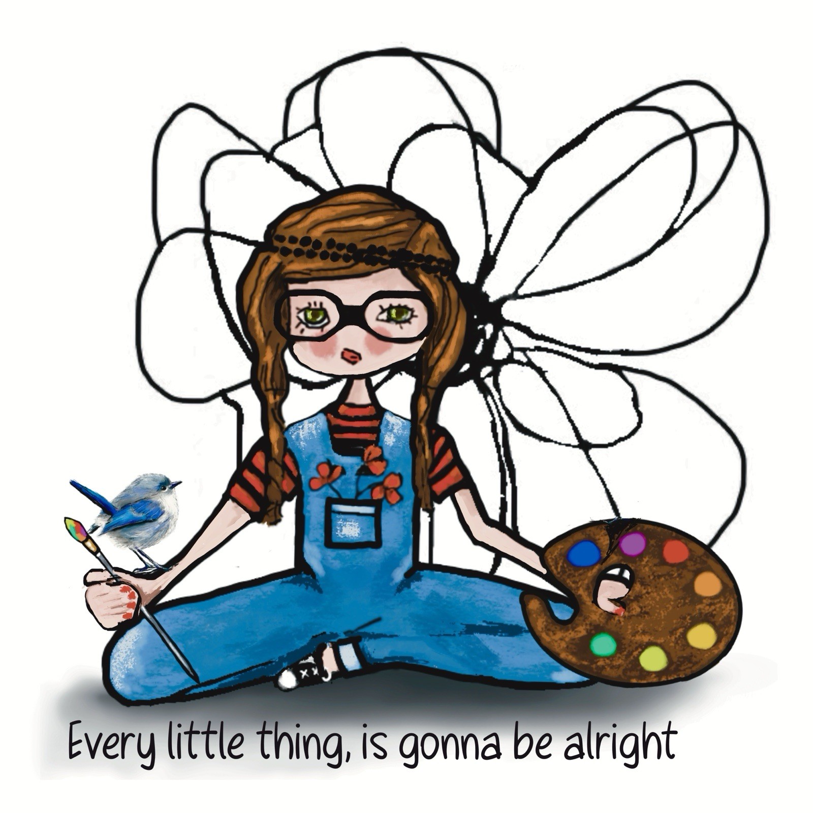 Vinyl Die Cut Sticker 3 Inch Cute Blue Bird Poppy Affirmation Encouragement