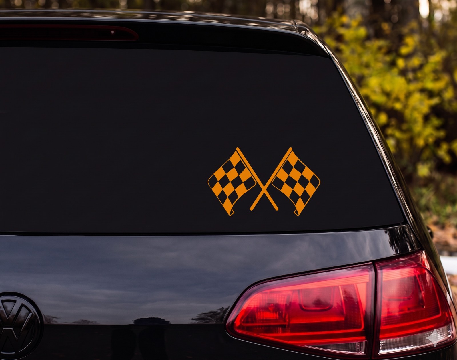 Crossed Checkered Racing Flags Vinyl Decal Sticker Car Window | Racing Fan Gift
