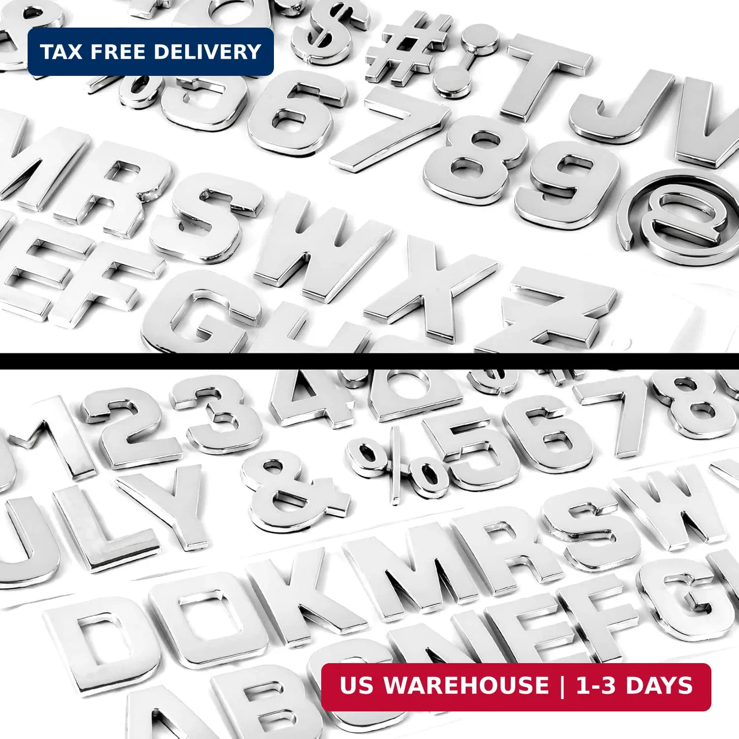 Lamoutor 43Pcs Car Emblem Letters Sticker DIY 3D Chrome Number Symbol Badge Deca