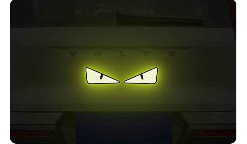 1XGreen Big Eyes Car Sticker Wall Sticker Cartoon 3D Decal Sticker for Bike/ Car